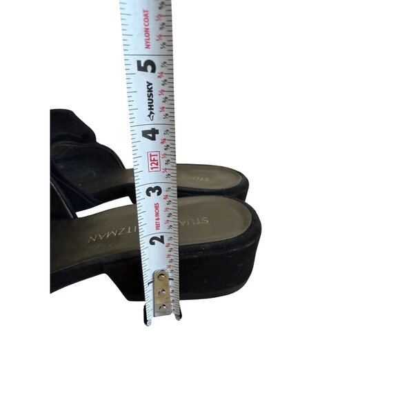 STUART WEITZMAN Black Suede Bow Sandals Heels Size 6.5 - Picture 6 of 11